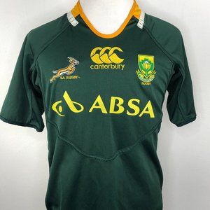 South Africa Rugby Embroidered Cabterbury ABSA Men's Short Sleeve Shirt L EUC